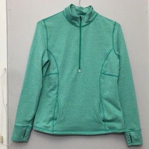 Lucy Tech 1/2 Zip Mint Green Long Sleeve Top, Lg